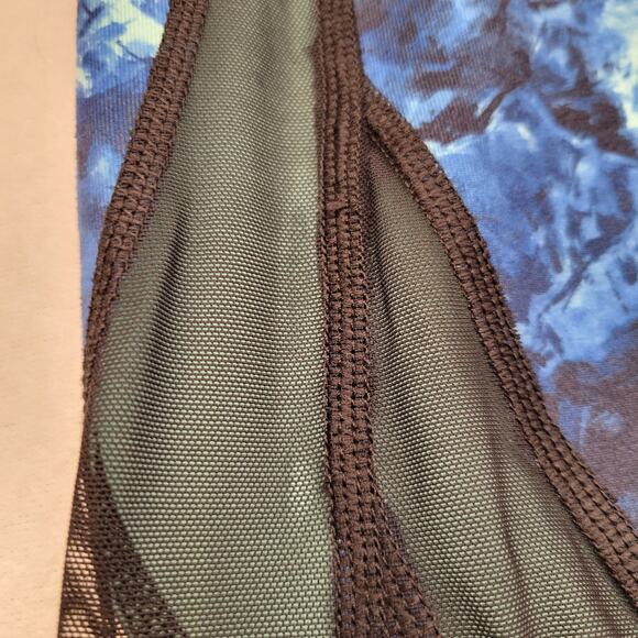 Glyder Leggings Women's Medium Blue Floral Mid Rise Mesh Pocket Performance Yoga - Picture 6 of 8